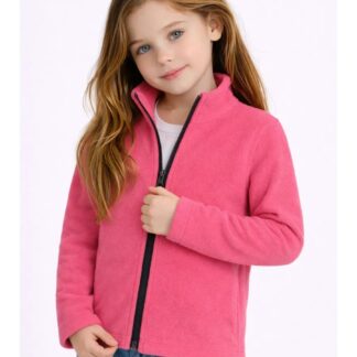 Флисовая кофта Wonderbaby для девочки, розовая, демисезон