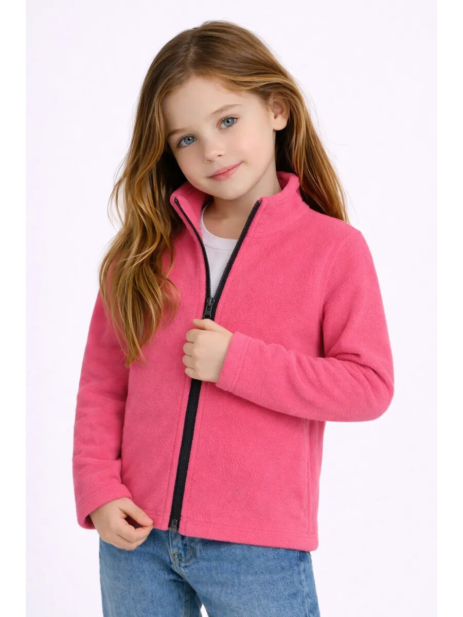 Флисовая кофта Wonderbaby для девочки, розовая, демисезон